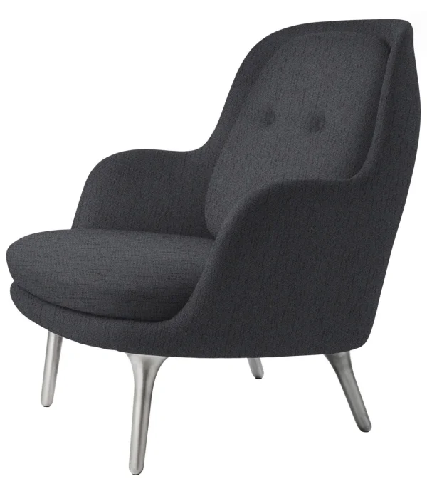 Fritz Hansen Fri Loungefauteuil - donkergrijs - geborsteld aluminium