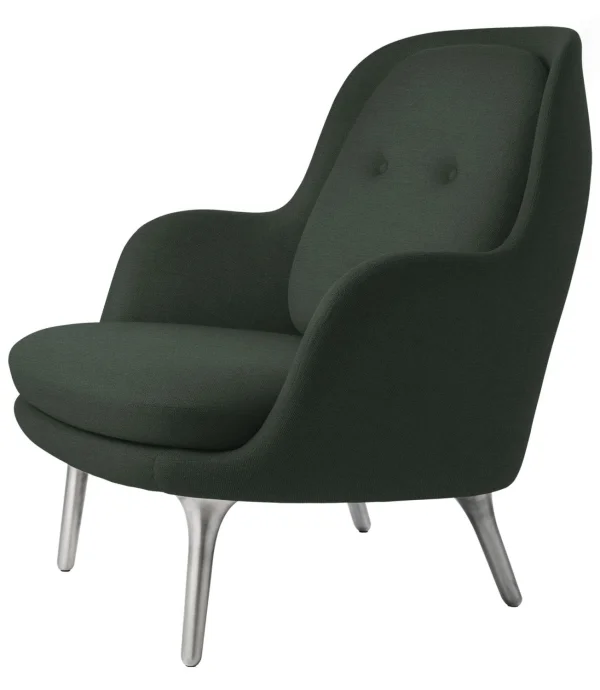 Fritz Hansen Fri Loungefauteuil - donkergroen uni - geborsteld aluminium