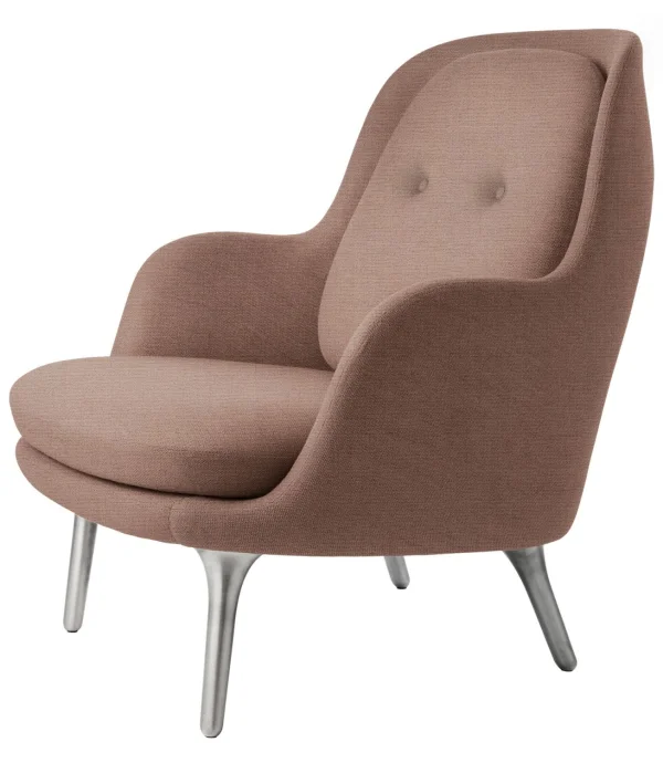 Fritz Hansen Fri Loungefauteuil - licht rood uni - geborsteld aluminium