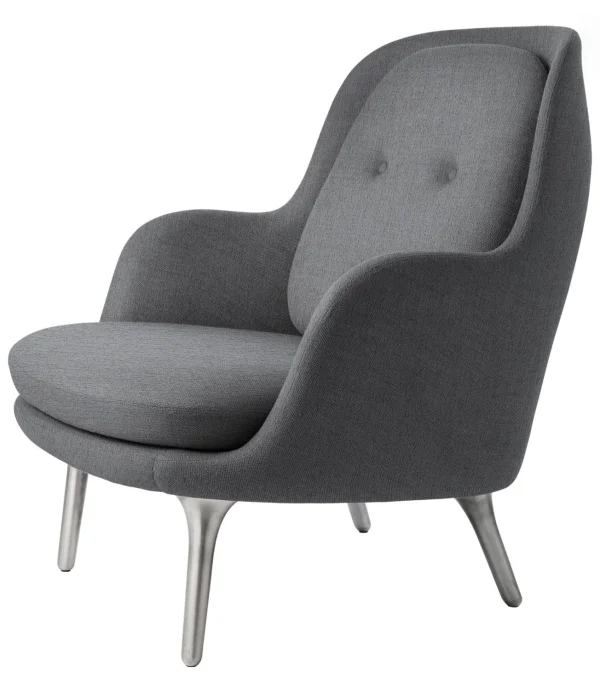 Fritz Hansen Fri Loungefauteuil - lichtgrijs - geborsteld aluminium