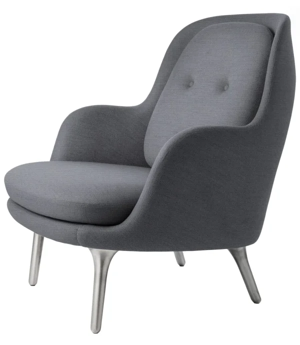 Fritz Hansen Fri Loungefauteuil - lichtgrijs uni - geborsteld aluminium