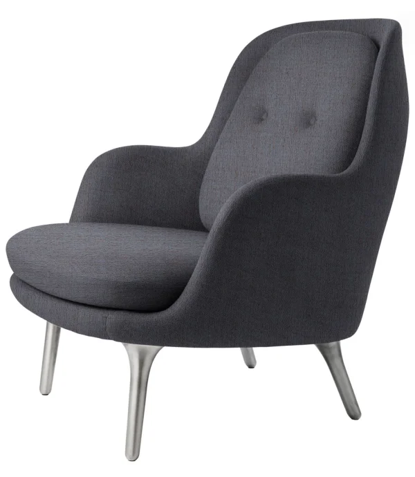 Fritz Hansen Fri Loungefauteuil - oranje/blauw - geborsteld aluminium