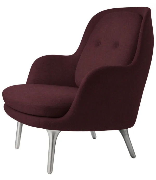 Fritz Hansen Fri Loungefauteuil - rood - geborsteld aluminium