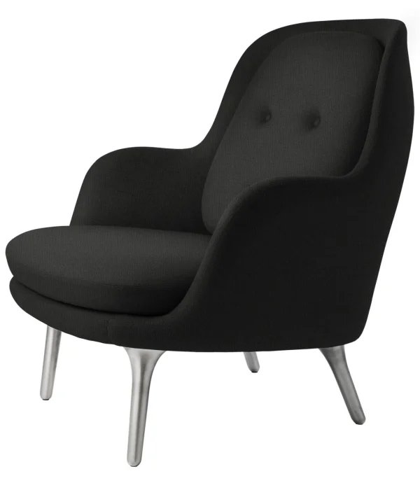 Fritz Hansen Fri Loungefauteuil - zwart - geborsteld aluminium