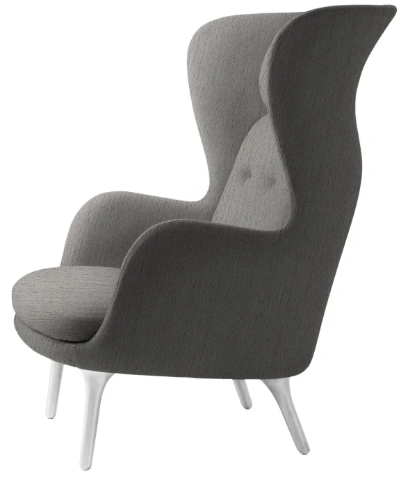 Fritz Hansen RO Loungestoel - beige - geborsteld aluminium