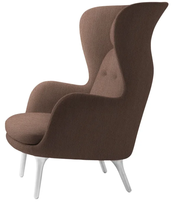 Fritz Hansen RO Loungestoel - beige/oranje - geborsteld aluminium