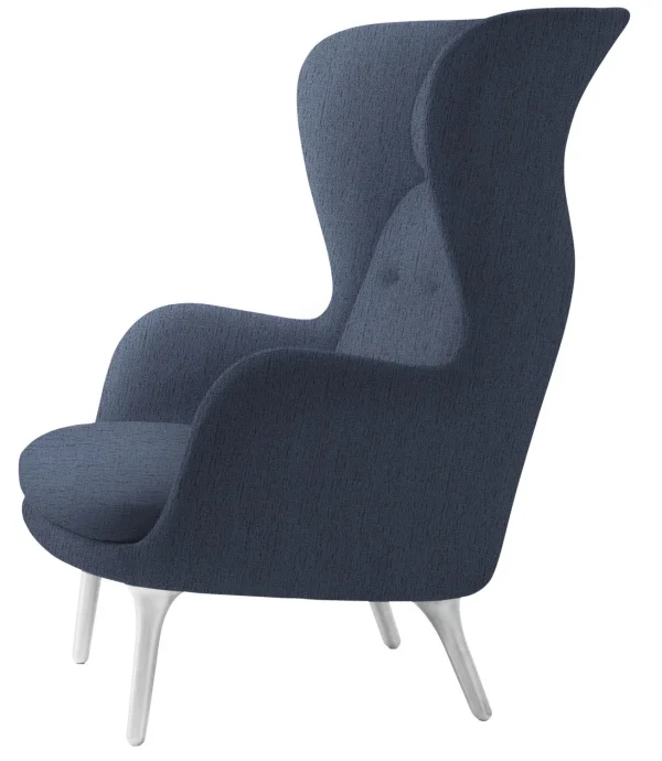 Fritz Hansen RO Loungestoel - blauw - geborsteld aluminium