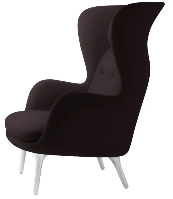 Fritz Hansen RO Loungestoel - donker rood uni - geborsteld aluminium