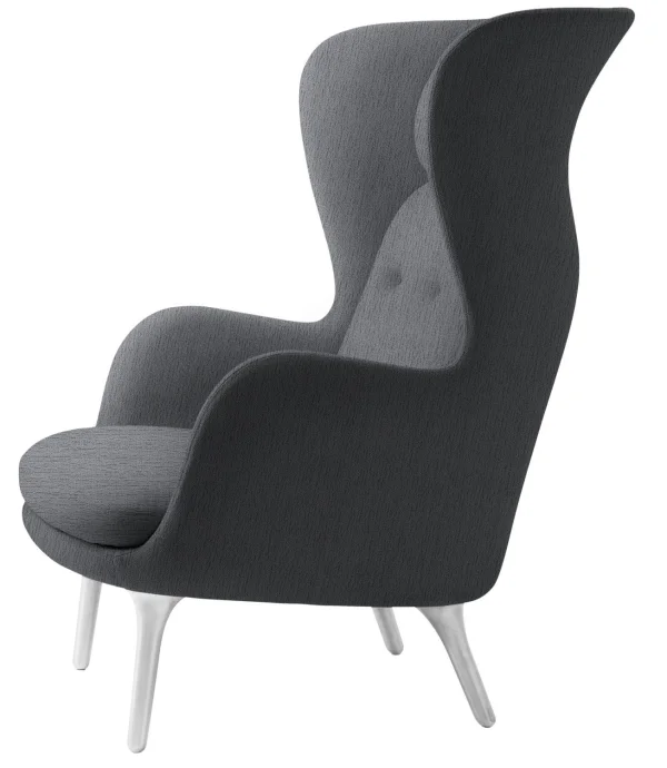 Fritz Hansen RO Loungestoel - grijs - geborsteld aluminium