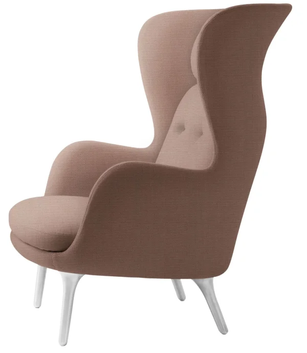 Fritz Hansen RO Loungestoel - licht rood uni - geborsteld aluminium