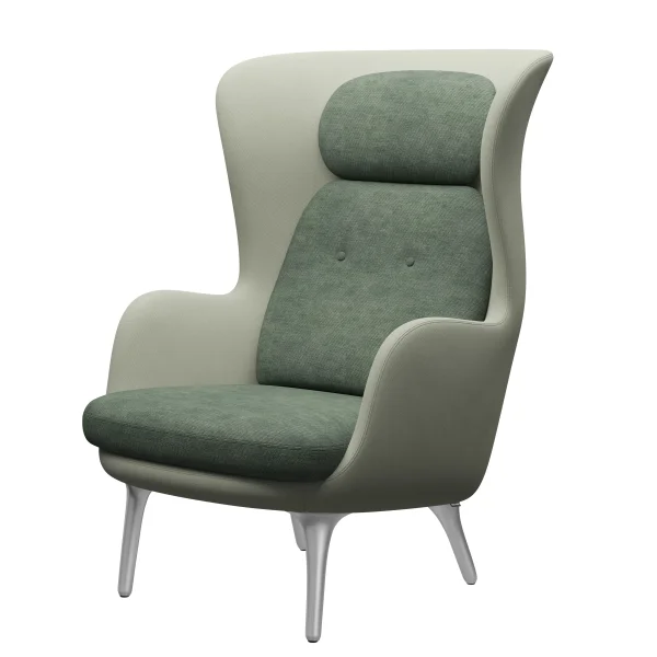 Fritz Hansen RO Loungestoel - mint green - geborsteld aluminium