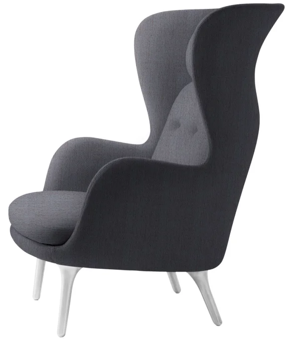 Fritz Hansen RO Loungestoel - oranje/blauw - geborsteld aluminium