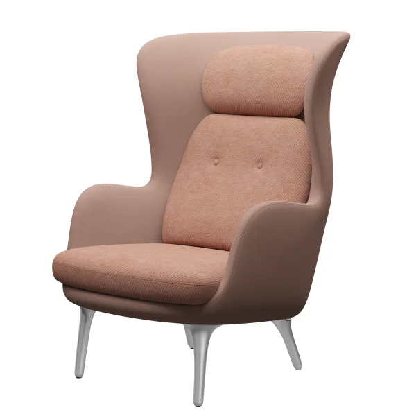 Fritz Hansen RO Loungestoel - pale rose - geborsteld aluminium