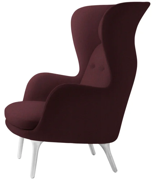 Fritz Hansen RO Loungestoel - rood - geborsteld aluminium