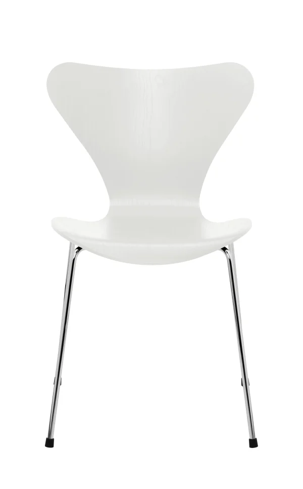 Fritz Hansen Serie 7 3107 stoel - gekleurd fineer - essen wit - verchroomd