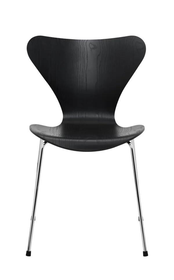 Fritz Hansen Serie 7 3107 stoel - gekleurd fineer - essen zwart - verchroomd