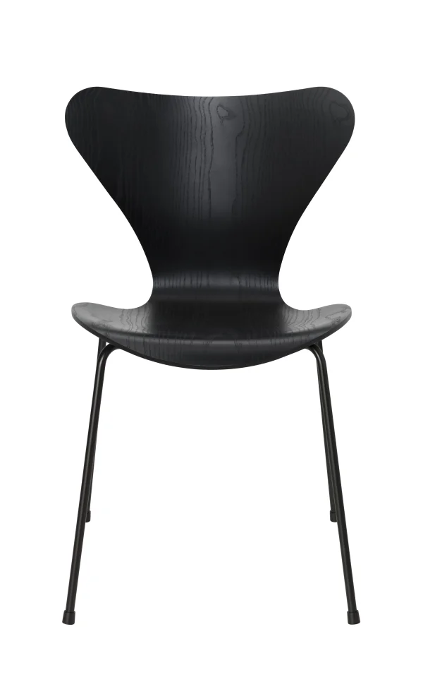 Fritz Hansen Serie 7 3107 stoel - gekleurd fineer - essen zwart - zwart