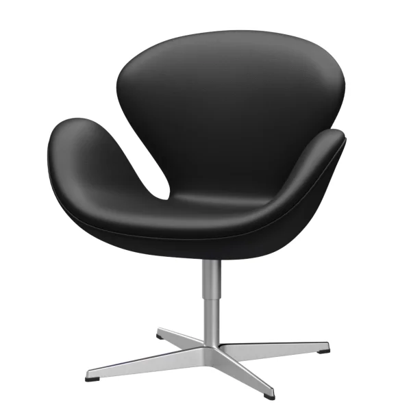 Fritz Hansen Swan Chair - leer Aura zwart - aluminium