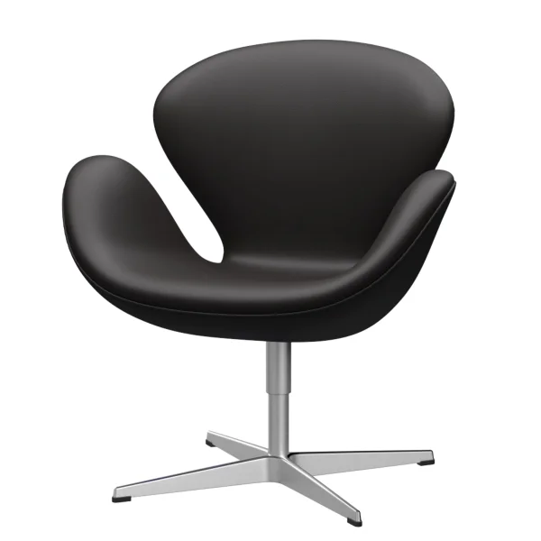 Fritz Hansen Swan Chair - leer Aura zwartbruin - aluminium