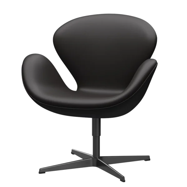 Fritz Hansen Swan Chair - leer Aura zwartbruin - zwart