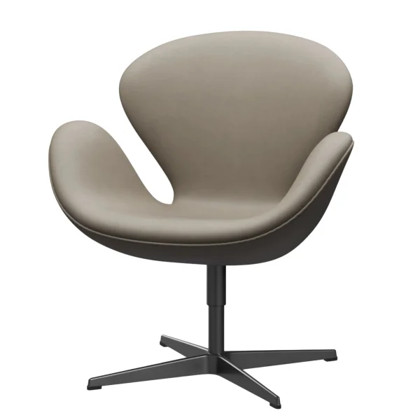 Fritz Hansen Swan Chair - leer Essential lichtgrijs - zwart