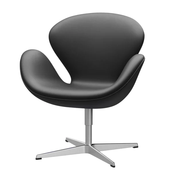 Fritz Hansen Swan Chair - leer Essential zwart - aluminium