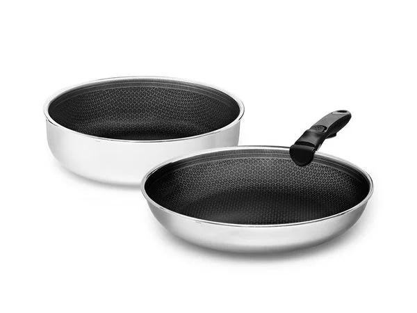 Frying pan with detachable handle 2-pc saute set