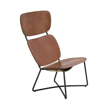 Functionals Miller fauteuil hoog zwart frame cognac leer