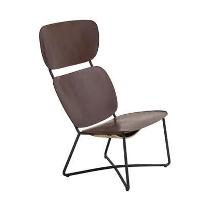 Functionals Miller fauteuil hoog zwart frame donkerbruin leer