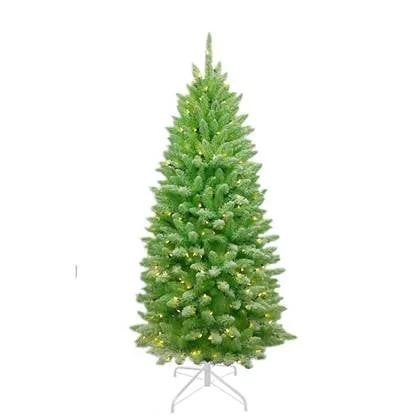 Funky Green Flocked verlichte kunstkerstboom - 183 cm - Lichtgroen