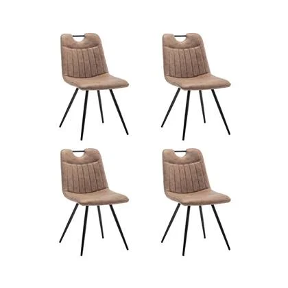 Furnihaus Eetkamerstoel Leon Microvezel Taupe Set van 4