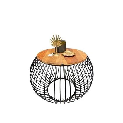 Furnilux - Salontafel Mangohout - Rond - Industrieel - 80 x 80 x 51 cm