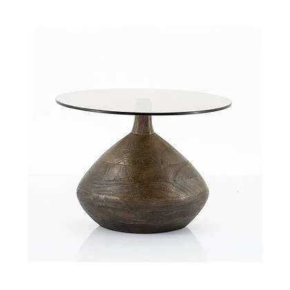 FurniLux Side table Bond - brown - 50x50x11 cm | 41x41x27