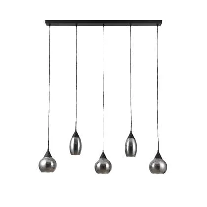 Furntastik Arona Hanglamp, 5-lichts, smoke glas