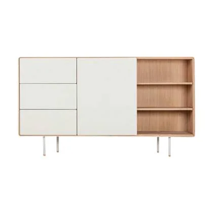 Gazzda Fina dresser houten dressoir linoleum mushroom whitewash - 176