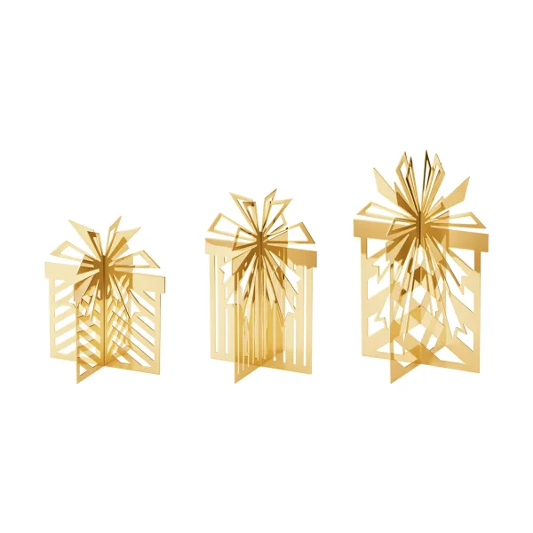 Georg Jensen 2025 kerstversiering voor op tafel, kerstcadeau, 3 delen Goudkleurig roestvrij staal