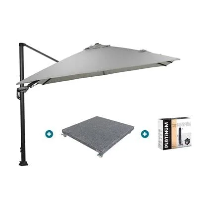 GI Hawaii zweefparasol Deluxe 300 x 300 cm. - Zand - met voet en hoes