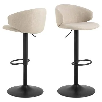 Giga Living - Barkruk Beige|Zwart Stof - Valerie - Set van 2