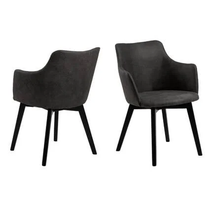 Giga Living - Eetkamerstoel - Antraciet - Stof - Zithoogte 45cm - Mollen - Set van 2