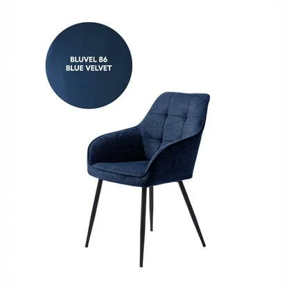 Giga Living - Eetkamerstoel Blauw Velvet - Nolan Square - Set van 2