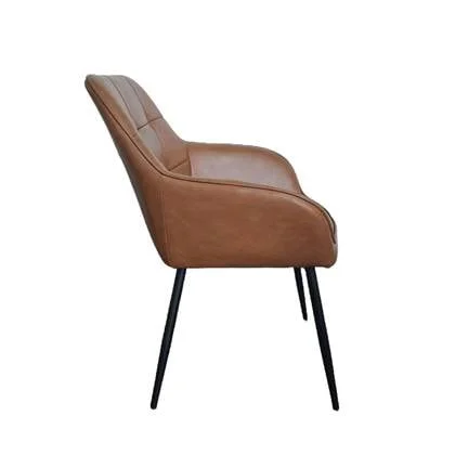 Giga Living - Eetkamerstoel Bruin PU Leer - Nolan Square - Set van 2