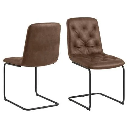 Giga Living - Eetkamerstoel - Bruin - Stof - Karna - Set van 2