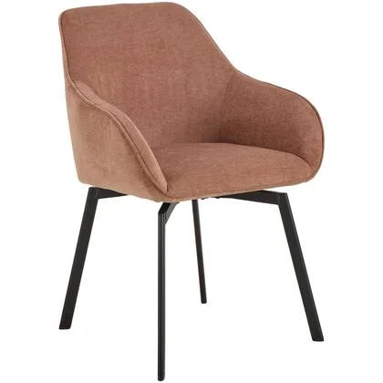 Giga Living - Eetkamerstoel - Bruin - Stof - Zithoogte 47cm - Klaasje - Set van 2