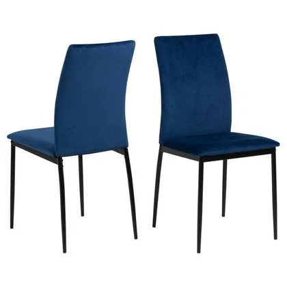Giga Living - Eetkamerstoel - Donkerblauw - Grondal - Set van 4
