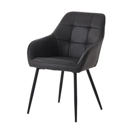 Giga Living - Eetkamerstoel Grijs PU Leer - Nolan - Set van 2