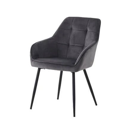 Giga Living - Eetkamerstoel Grijs Velvet - Nolan - Set van 2