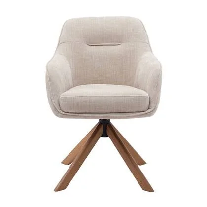 Giga Living - Eetkamerstoel Linnen - Eikenhout - Avola - Set van 2