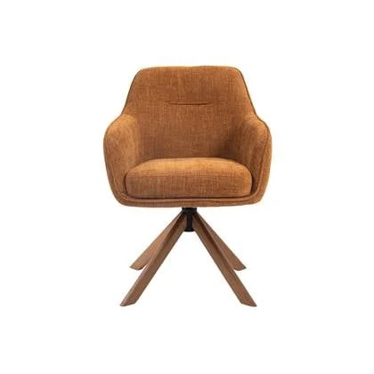 Giga Living - Eetkamerstoel Oranje - Eikenhout - Avola - Set van 2