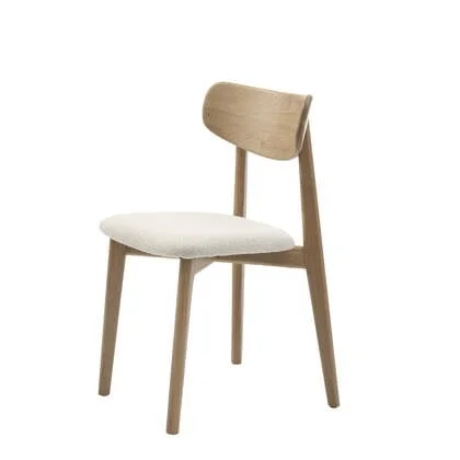 Giga Living - Eetkamerstoel Wit Bouclé - Eiken - Elim - Set van 2