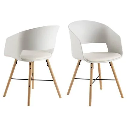 Giga Living - Eetkamerstoel - Wit - Pu Leer - Hunden - Set van 2